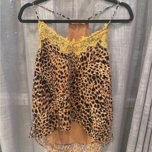 Velvet, navy blue animal, print leopard tank top loose fit size S/M by Karlie